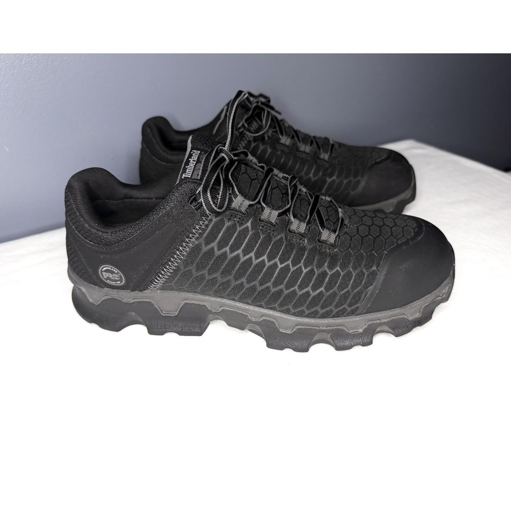 Timberland PRO Powertrain Shoes Mens 11 Black Alloy Toe Slip Resistant Work